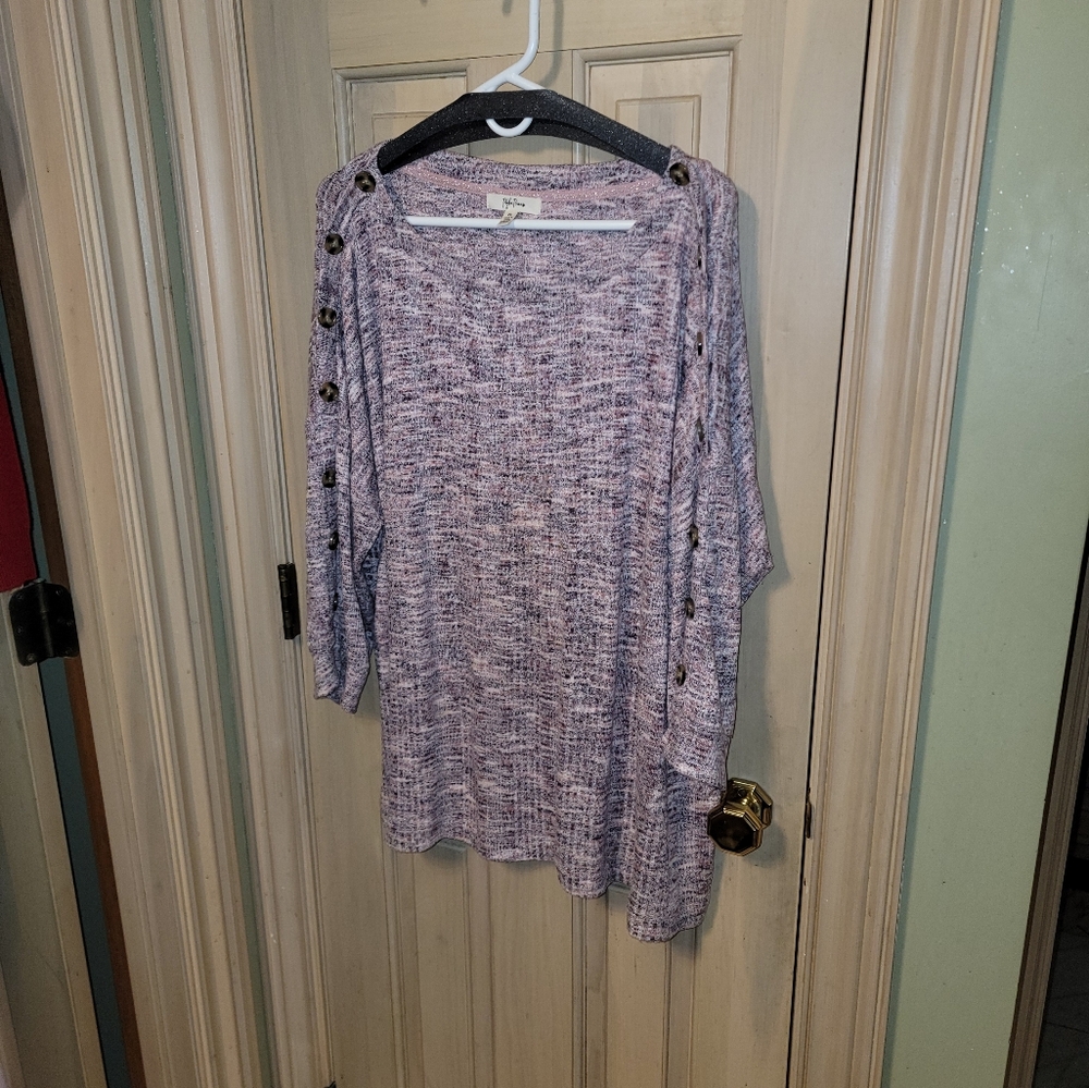 Womens plus Sz 2X Peyton Primrose pink Sweater with Buttons - Picture 7 of 7